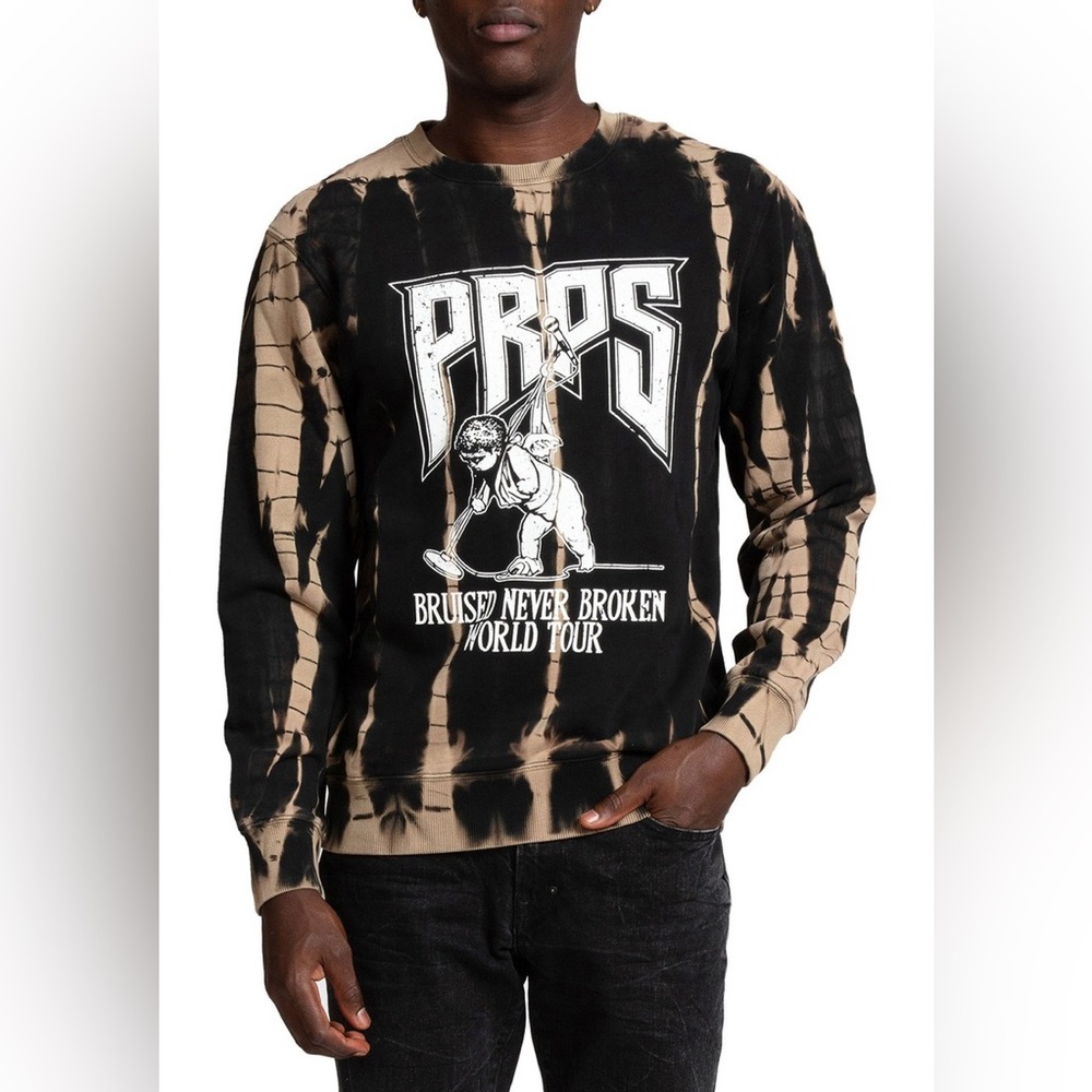 PRPS Crewneck Sweatshirt Size 3XL Black & Tan Tie Dye Alta World Tour Graphic